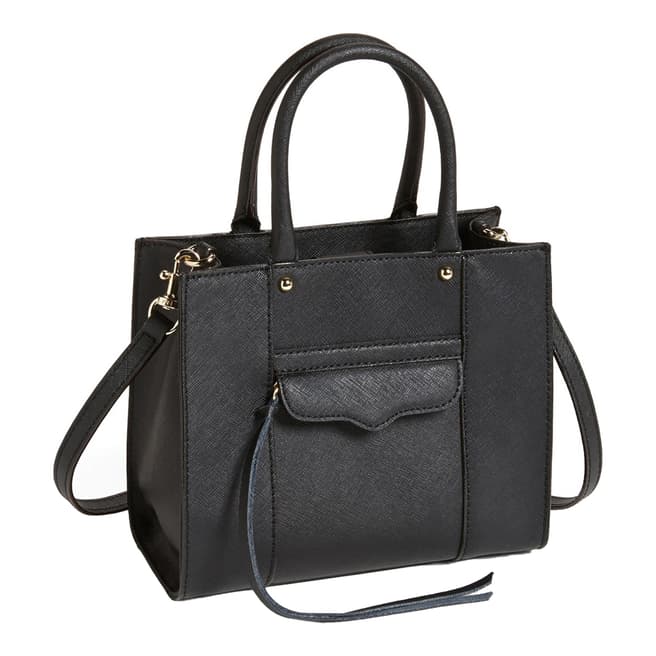 Rebecca Minkoff Black Saffiano Leather Mini M.A.B Tote Bag
