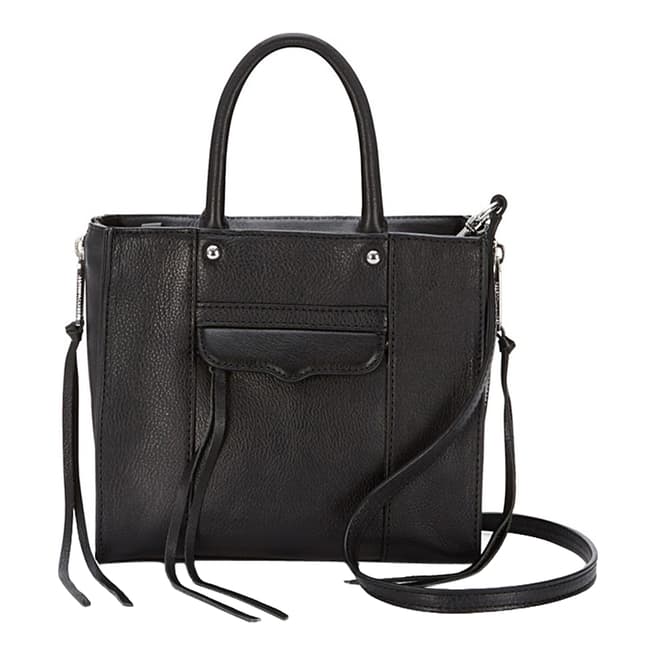 Rebecca Minkoff Black Leather Mini M.A.B Side Zip Tote Bag