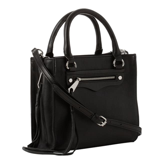 Rebecca Minkoff Black Leather Mini Regan Side Zip Tote Bag