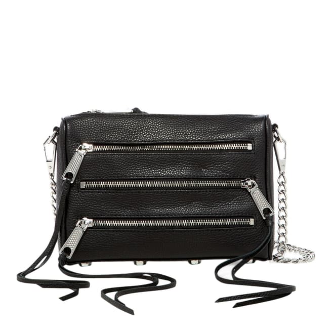 Rebecca Minkoff Black Leather 5 Zip Mini Crossbody Bag