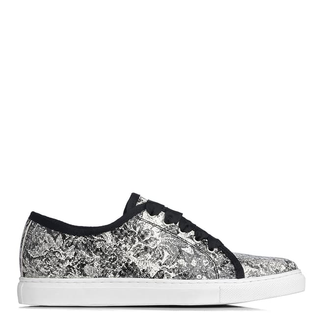L K Bennett Bette Black And White Python Embossed  Lace Up Sneakers