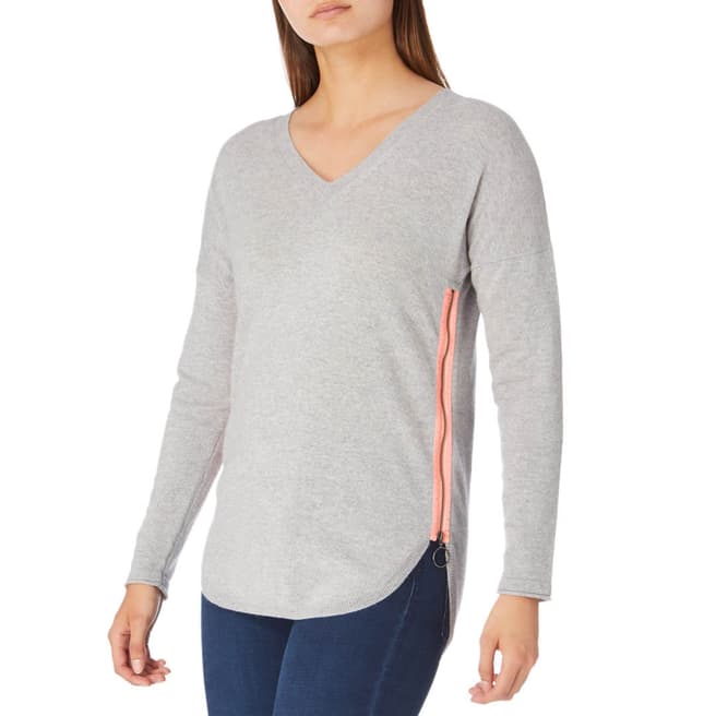 Cocoa Cashmere Grey Zip Side Jumper
