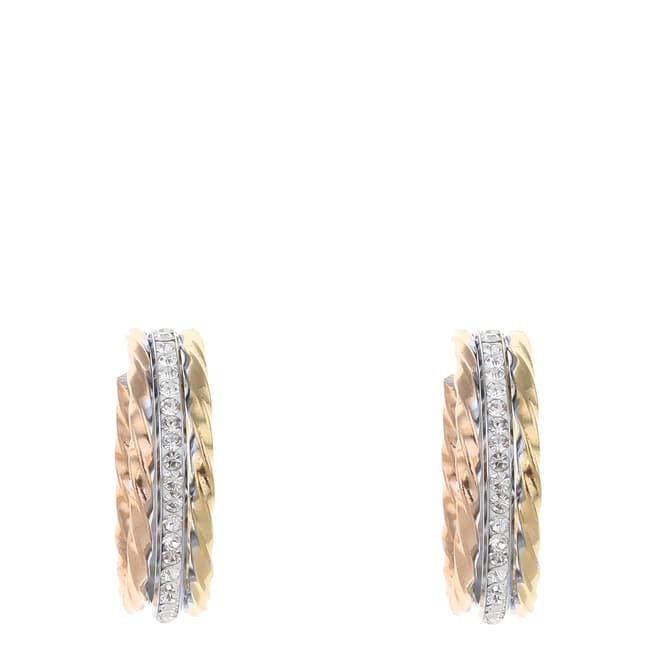 Chloe Collection by Liv Oliver Gold/Silver Embellished Hoop Earrings