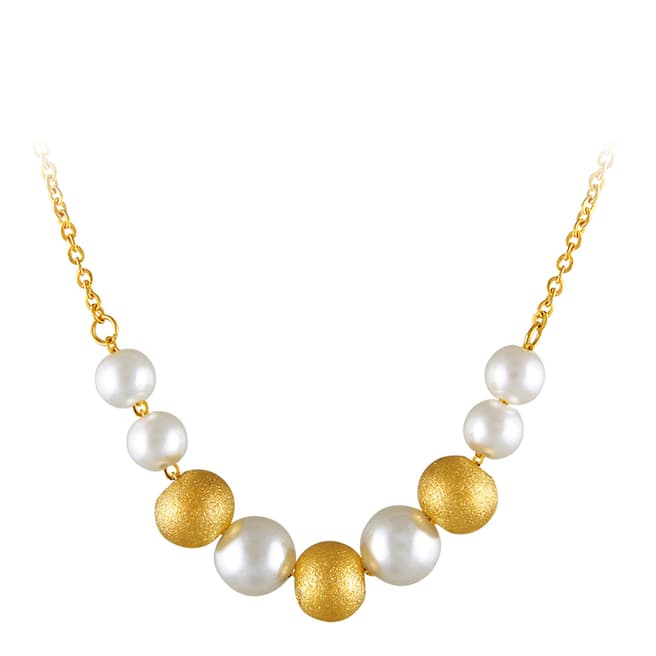 Chloe by Liv Oliver Matte Gold/White Pearl & Gold Necklace
