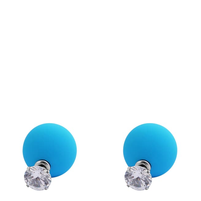 Chloe Collection by Liv Oliver Silver/Turquoise Double Sided Earrings
