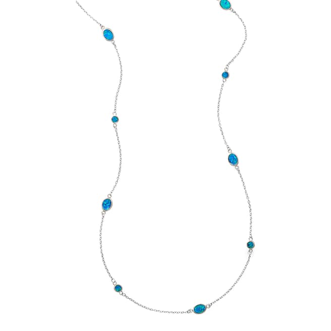 Chloe Collection by Liv Oliver Silver/Blue Opal Necklace
