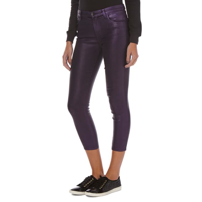 J Brand Purple Coated Alana High Rise Cropped Skinny Jeans