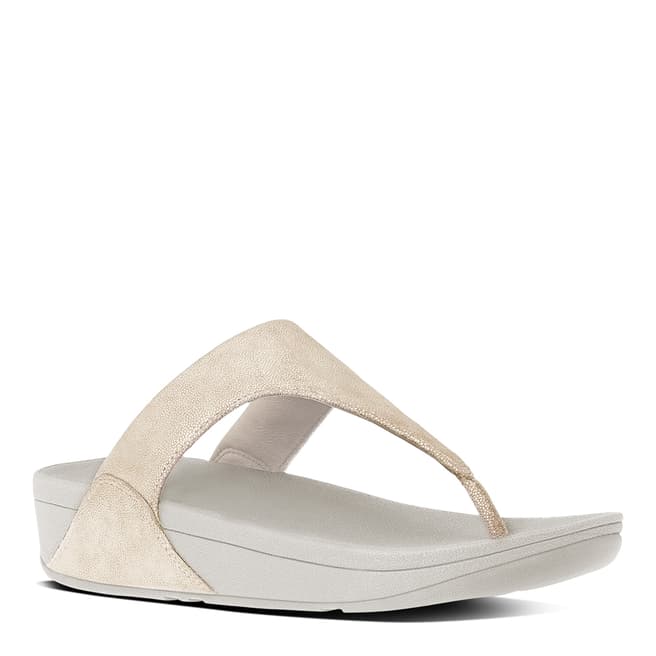 FitFlop Pale Gold Suede Blend Shimmy Toe Post Sandals  