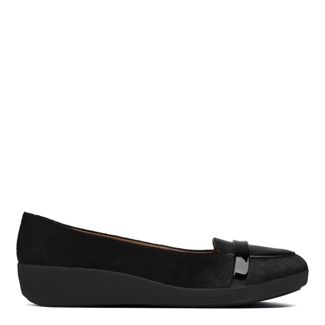 FitFlop Black Leather Blend F Pop Loafers