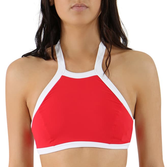 Seafolly Chilli Red Block Party High Neck Tank Top