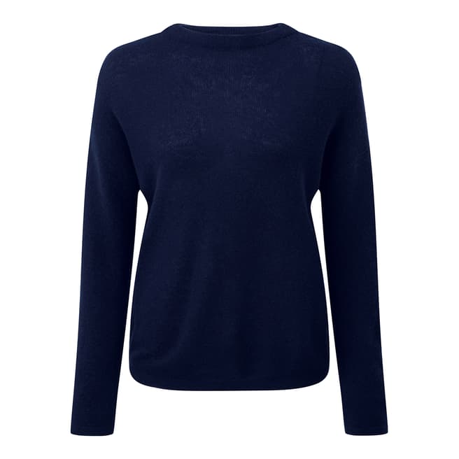 Pure Collection Navy Gassato Cashmere Relaxed Jumper