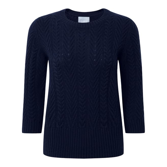 Pure Collection Navy Cashmere Cable Knit Jumper