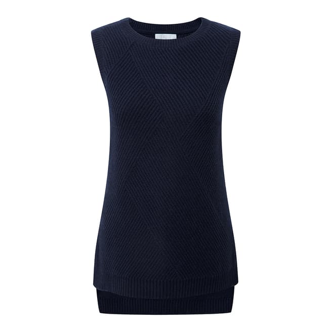 Pure Collection Navy Cashmere Textured Tank