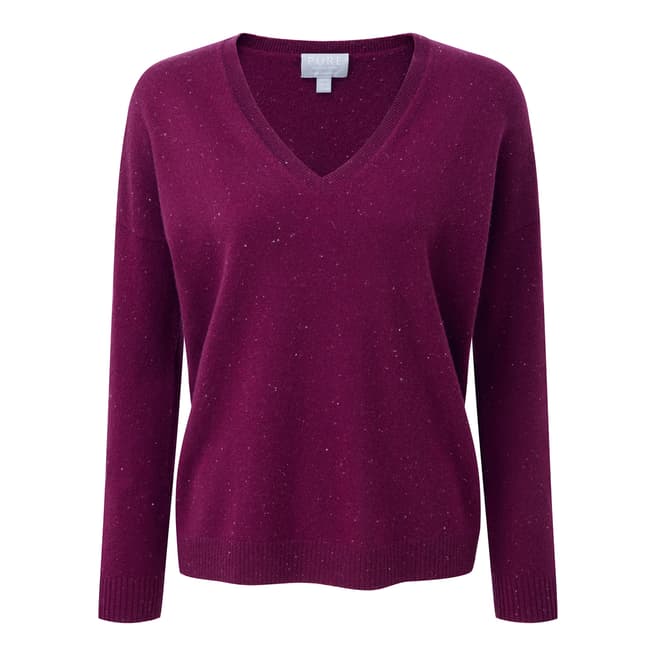 Pure Collection Berry Cashmere Relaxed V Neck Jumper