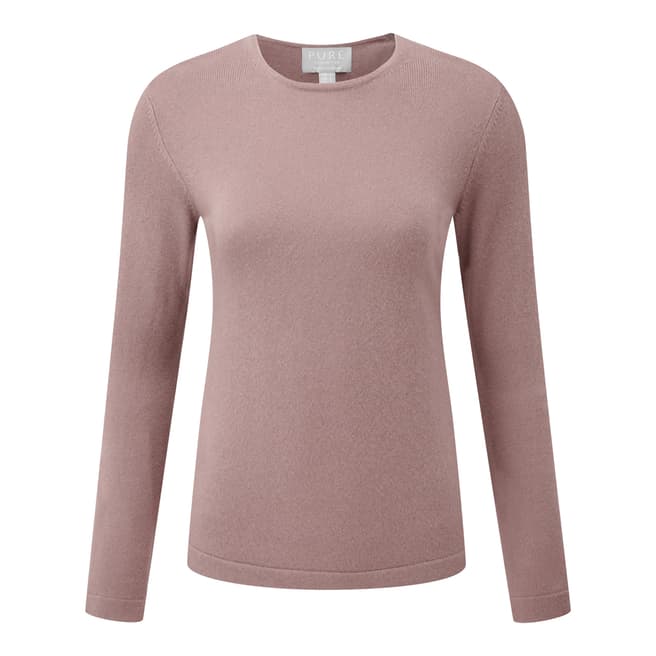 Pure Collection Pink Cashmere Crew Neck Jumper