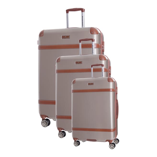 Platinium Set of 3 Beige Venicia Spinner Suitcases 50/60/70cm