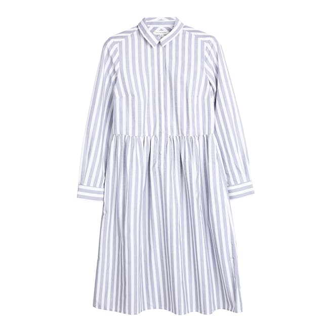 Chinti and Parker Grey and White Cotton Shirt Dress