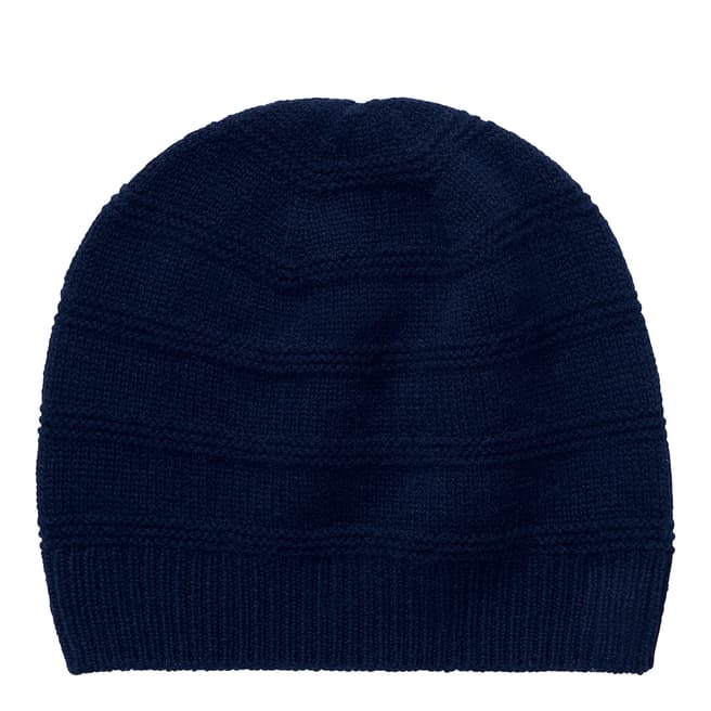 Pure Collection Navy Cashmere Textured Hat