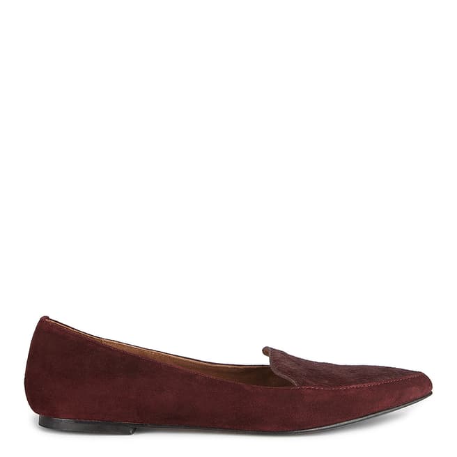 Jigsaw Womens Burgundy Leather Camille Pointed Flats