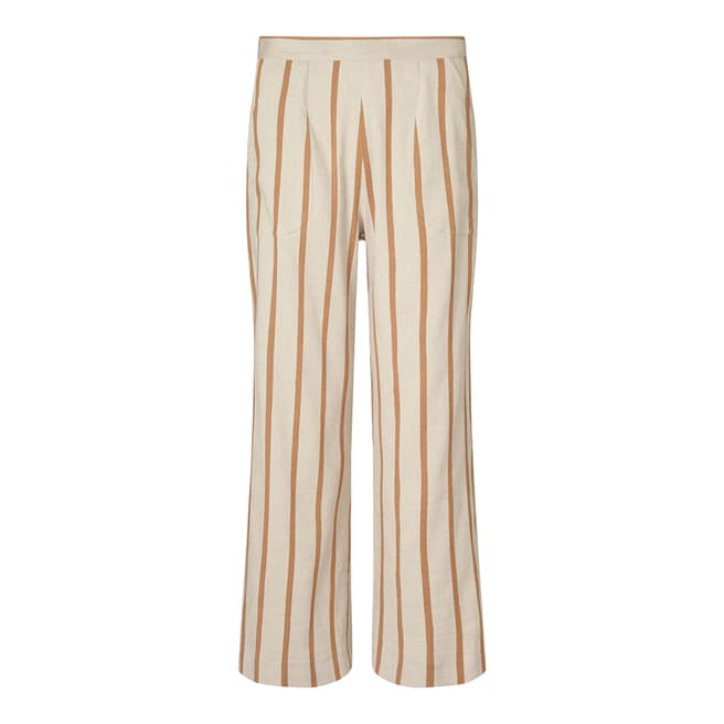 Jigsaw Yellow Linen/Cotton Blend Stripe Linen Patch Pocket Trousers