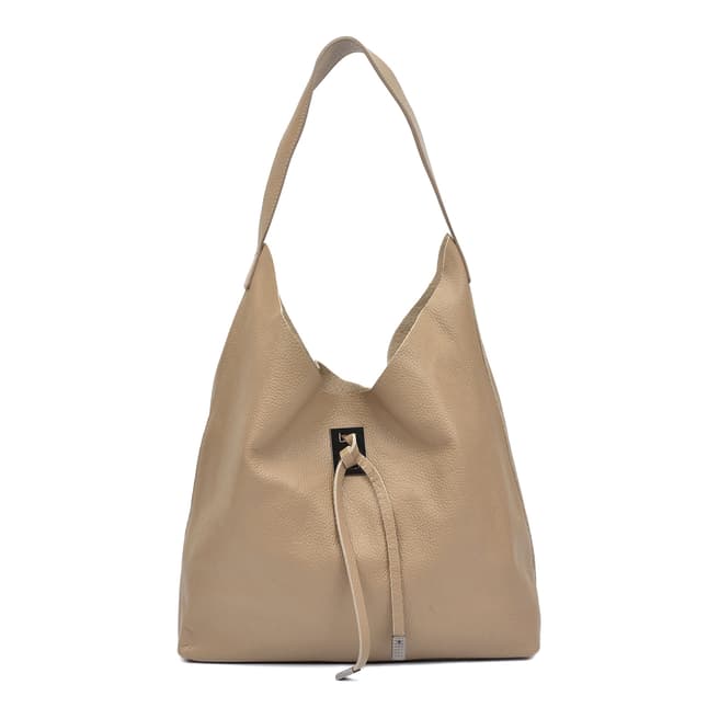 Roberta M Taupe Hobo Leather Bag