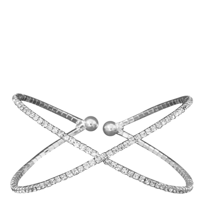 Chloe Collection by Liv Oliver Silver Plated Criss Cross Cuff Bangle
