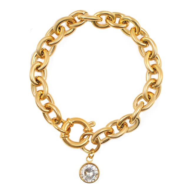 Chloe Collection by Liv Oliver Gold Plated Cubic Zirconia Charm Bracelet