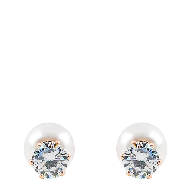 Black Label by Liv Oliver Rose Gold CZ And Pearl Double Sided Earrings