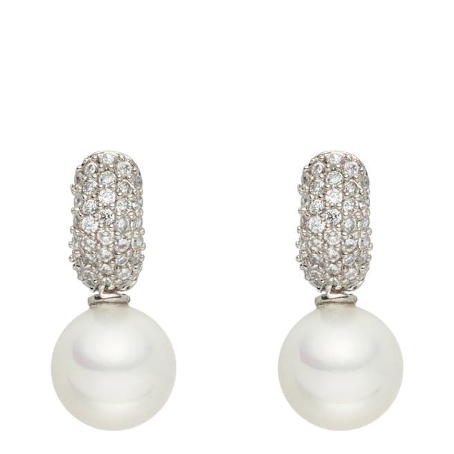Pearls of London Silver/Pearl Hoop Earrings