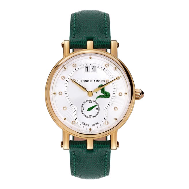 Chrono Diamond Women's Gold/Green Leather Ariadne Watch