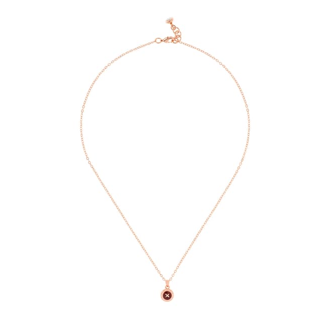 Ted Baker Burgundy/Rose Gold Elvina Enamel Mini Button Pendant Necklace