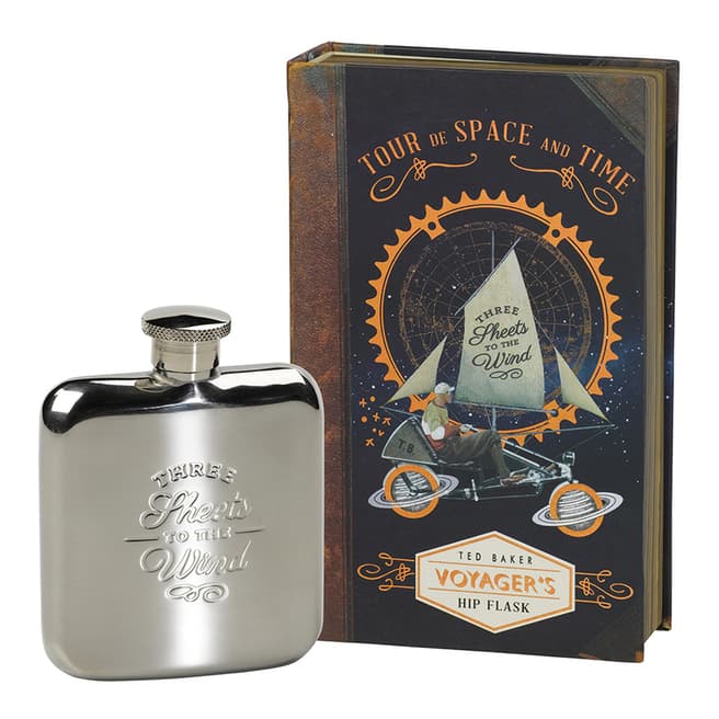 Ted Baker Silver Steel Thee Sheets To The Wind Hip Flask