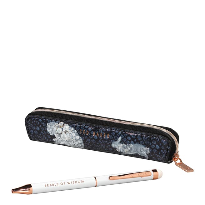Ted Baker White And Gold Touchscreen Treasured Fauna Pen