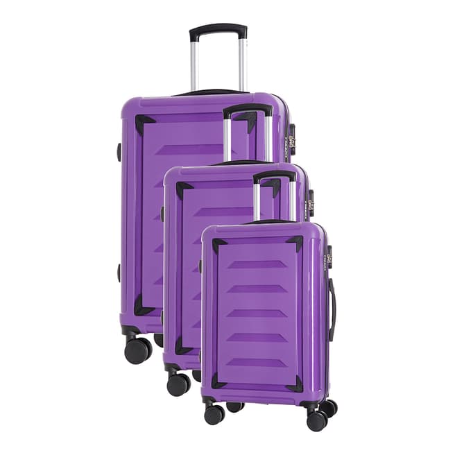 Renoma Set of 3 Violet 4 Wheel Goldberg Suitcases