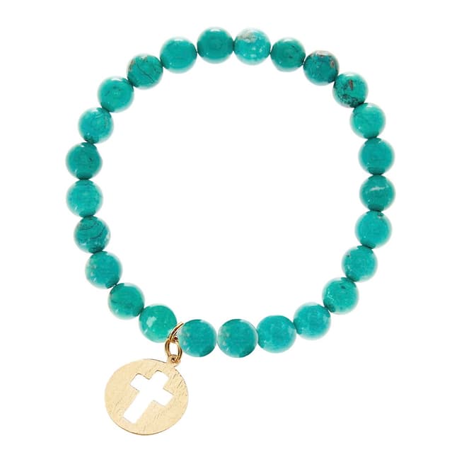 Liv Oliver Gold Turquoise Cross Bracelet