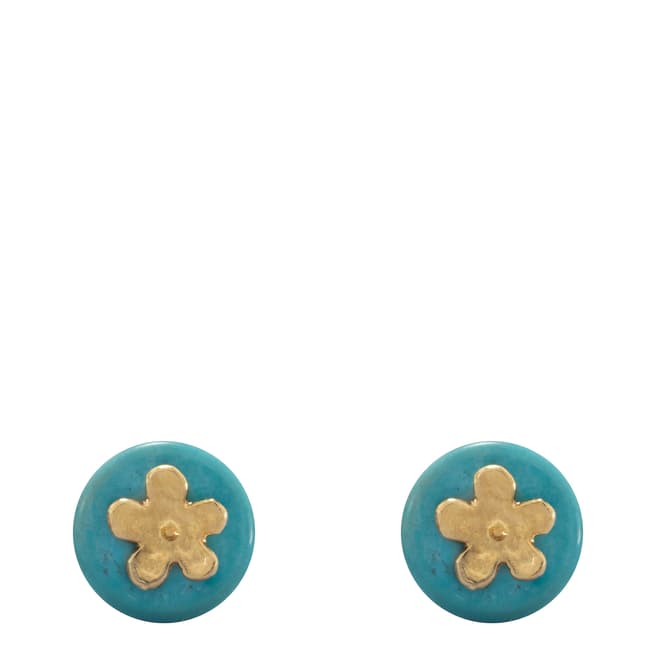 Liv Oliver Gold Turquoise Daisy Earrings