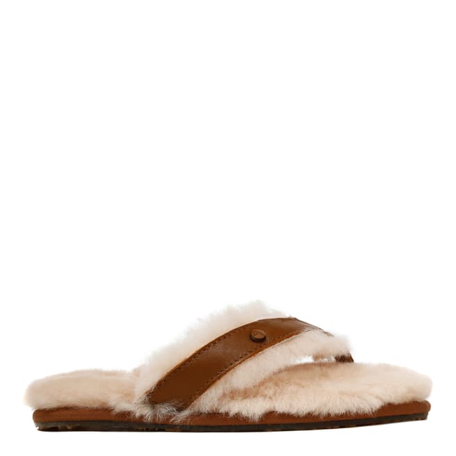 Australia Luxe Collective Brown Leather Flip Flop Slippers