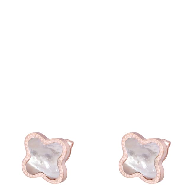 White label by Liv Oliver Rose Gold Mother of Pearl Clover Earrings