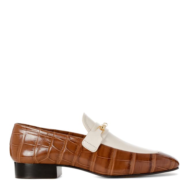 Joseph Brown/White Leather Loafers