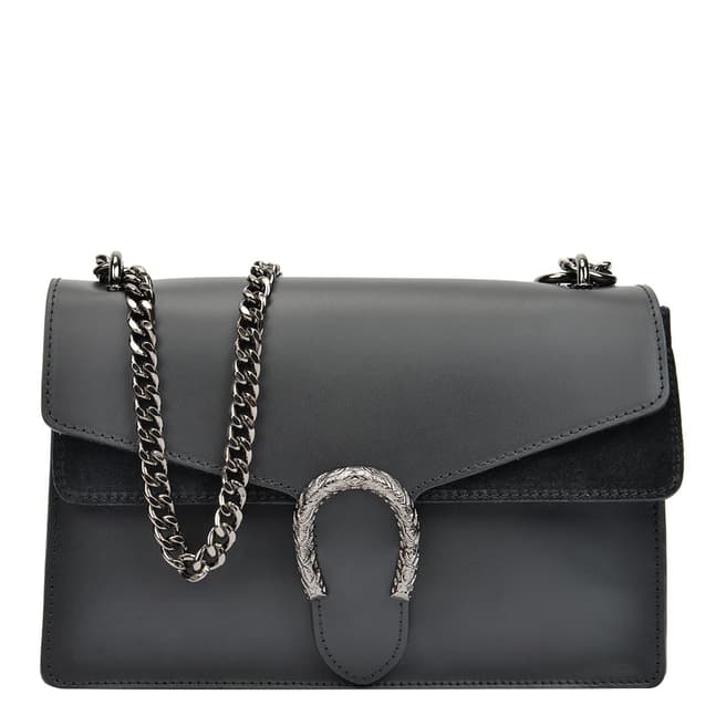 Isabella Rhea Black Leather Chain Shoulder Bag