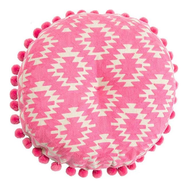 Bombay Duck Candy Pink Aztec Embroidered Cushion 40cm