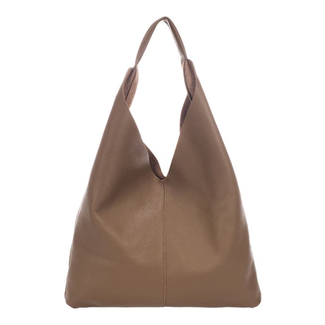 Massimo Castelli Taupe Leather Shoulder Bag