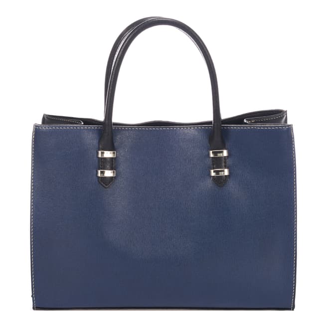 Massimo Castelli Navy Leather Top Handle Bag