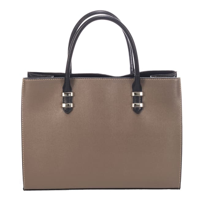 Massimo Castelli Taupe Leather Top Handle Bag