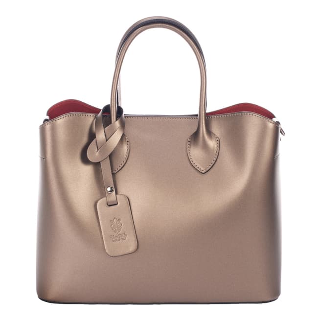 Massimo Castelli Champagne Leather Top Handle Bag