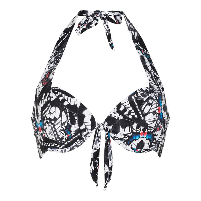 LingaDore Black/White Butterfly Print Halterneck Bikini Top