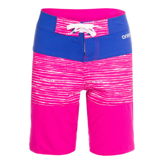 Animal Girl's Pink and Blue Boardshorts