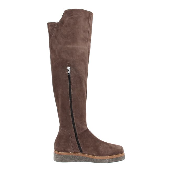 Paola Ferri Brown Distressed Effect Suede Boots