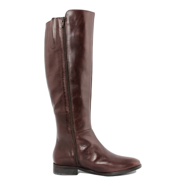 Giorgio Picino Brown Leather Vintage Side Zip Knee Boots