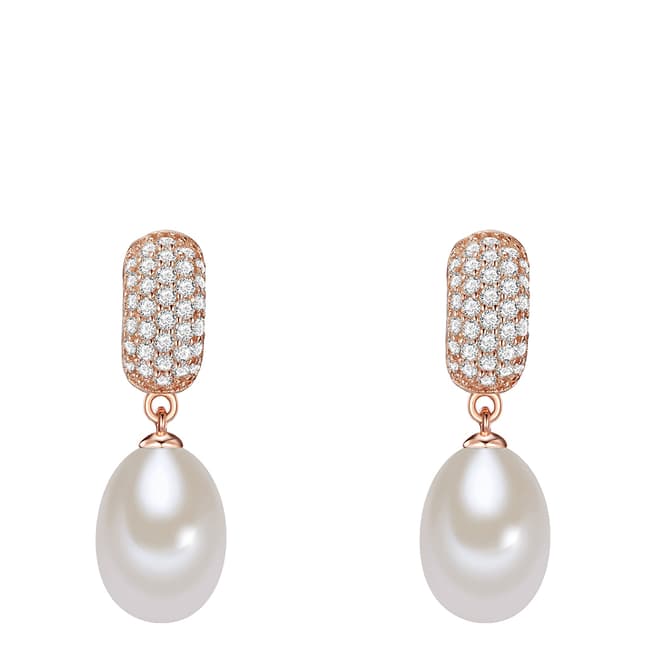The Pacific Pearl Company Rose Gold White Pearl Drop Earrings